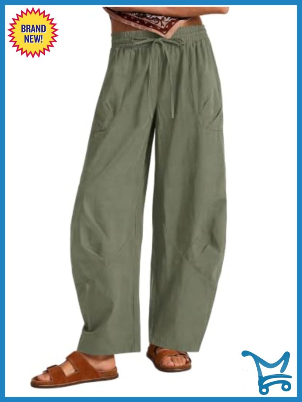 EXLURA Womens Baggy Barrel Wide Leg Hiking Cargo Pants Drawstring